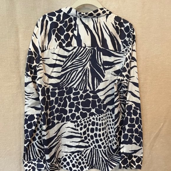 Equipment Silk Blue and Cream Blouse - Picture 2 of 2